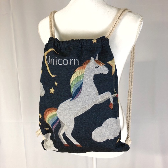 NEW UNICORN RAINBOW DRAWSTRING BACKPACK BAG - Picture 2 of 4